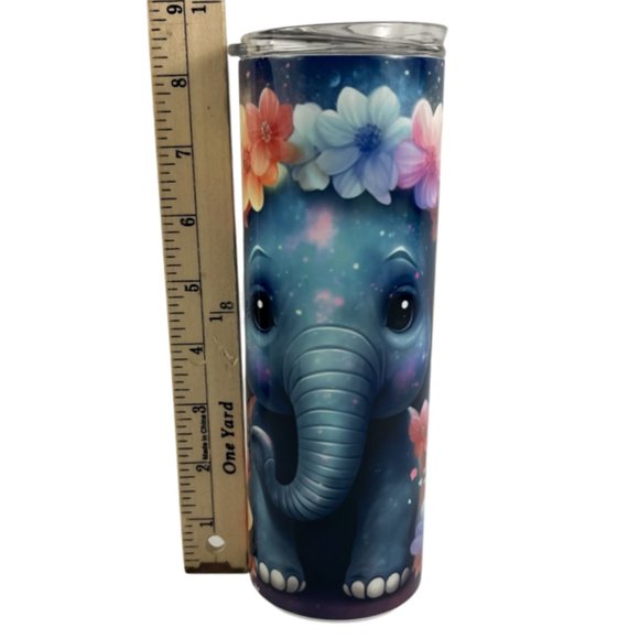 Skinny Tumbler 20oz Neon Elephant and Flowers Stainless-Steel Insulated - Picture 7 of 9